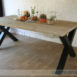 Steigerhouten tafel met stalen X-onderstel 1.4
