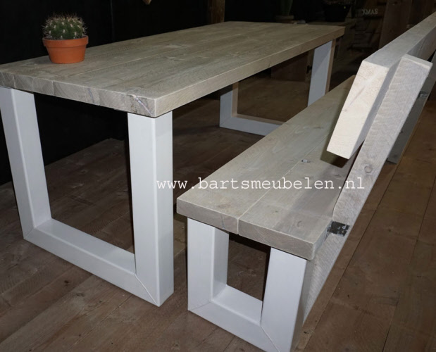 steigerhouten bank Sharon met rugleuning 1.5