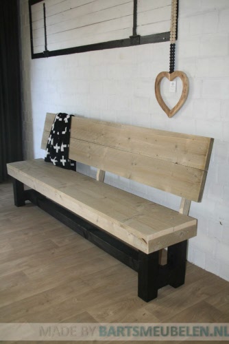 steigerhouten bank Sjors met rugleuning 1.1