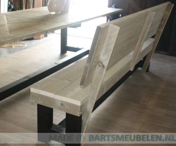 steigerhouten bank Sjors met rugleuning 1.2