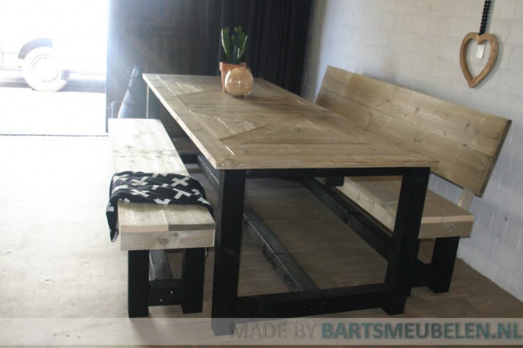 steigerhouten bank Sjors met rugleuning 1.4