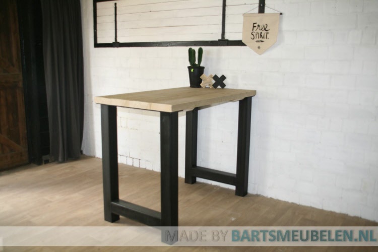 steigerhouten bartafel met stalen onderstel 1.3