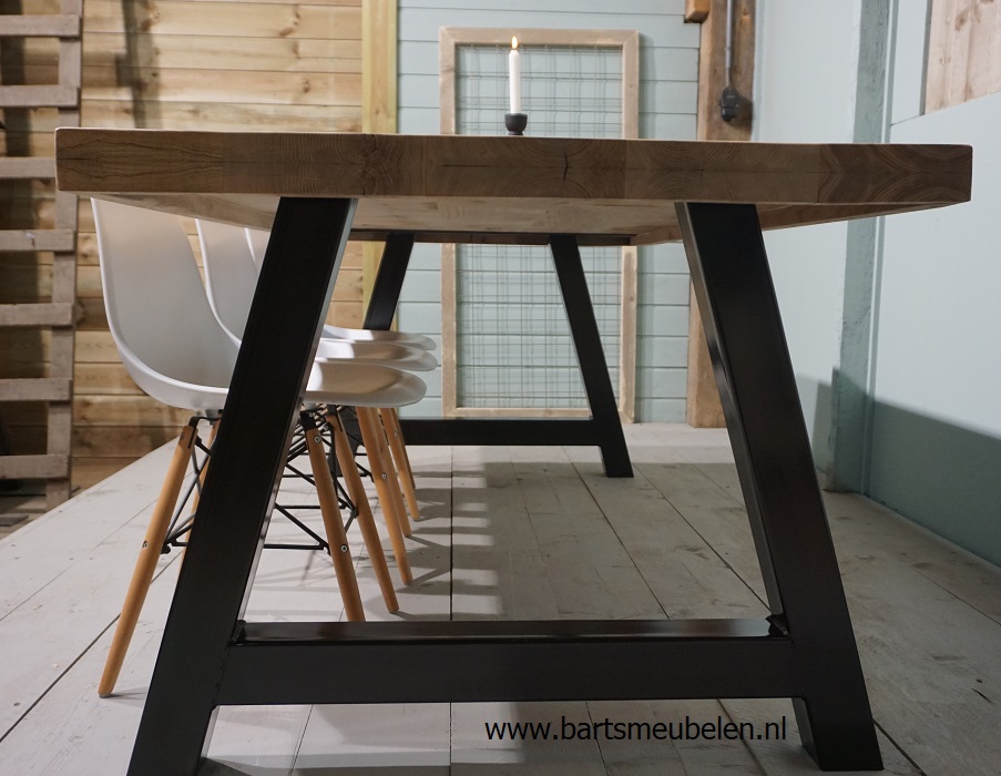 eettafel vintage eiken doorgelegd - zelf samen te stellen