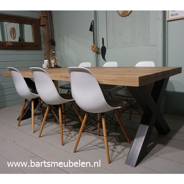eettafel vintage eiken met v-groef zelf samen te stellen 1