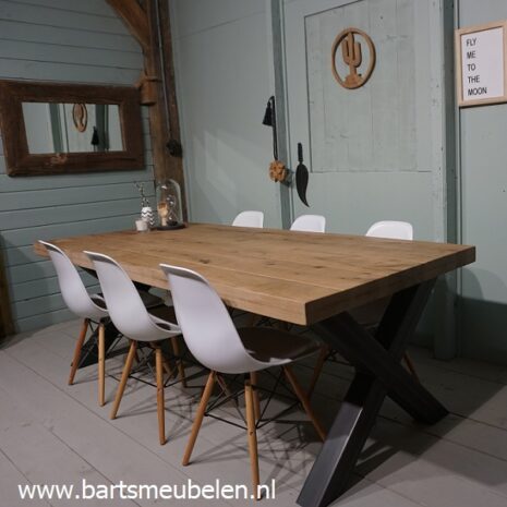 eettafel vintage eiken met v-groef zelf samen te stellen