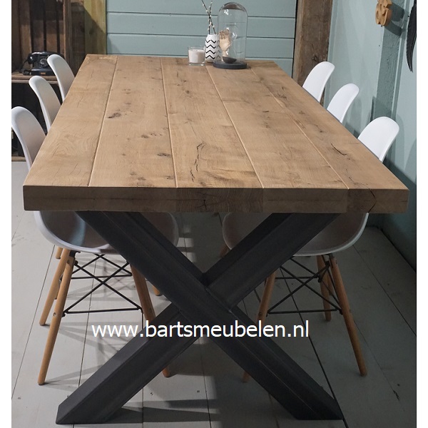 eettafel vintage eiken met v-groef zelf samen te stellen 6