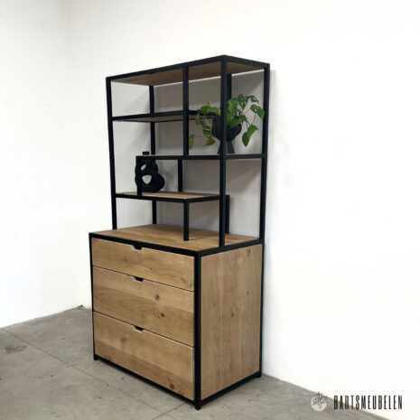 Kast eikenhout en staal claudia 1 Kast eikenhout en staal claudia