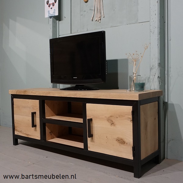 tv meubel eikenhout en staal 2