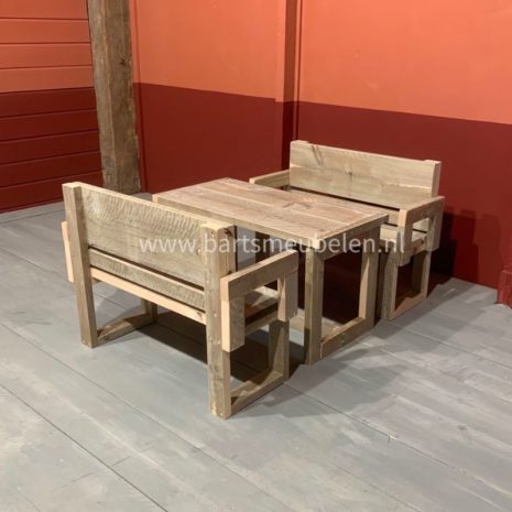 steigerhouten peuterset kyano - bankjes met tafel voor peuters