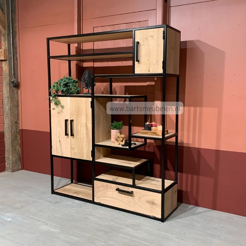 foto vakkenkast eikenhout en staal 9