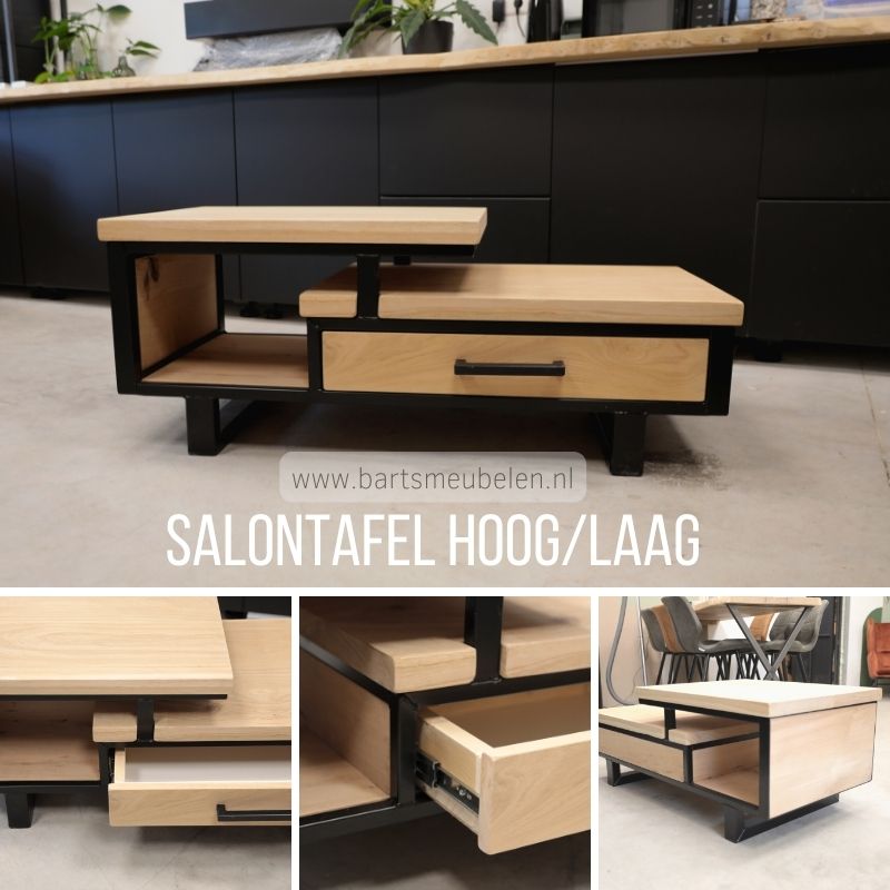 salontafel hoog/laag industrieel collage