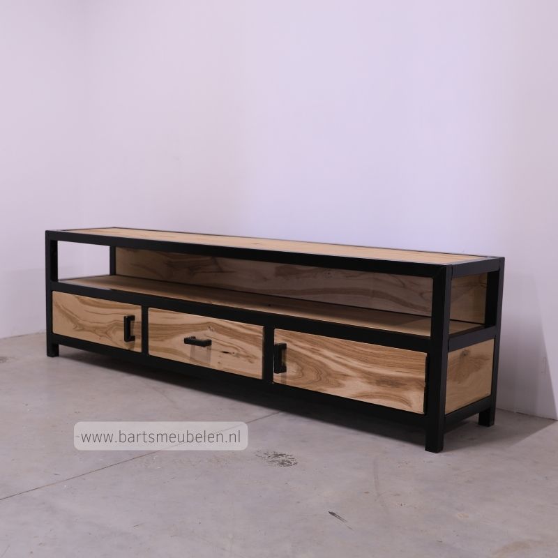 tv meubel gadi 200cm lang eik en staal