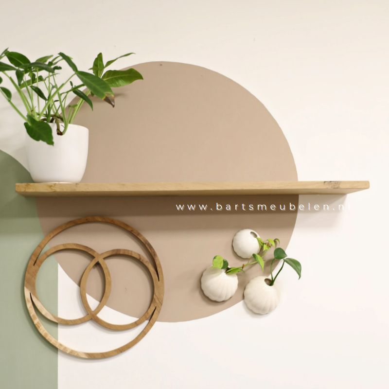 wandplank zwevend eiken(25) met rechte kanten en blinde wandmontage