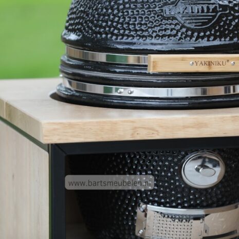 bbq tafel industrieel eikenhout en boomblad