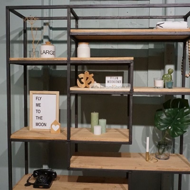 vakkenkast eikenhout en staal 6 tr. vakkenkast eikenhout en staal 6 - tr.