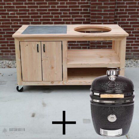 buitenkeuken douglas met tegel + large kamado yakiniku zwart