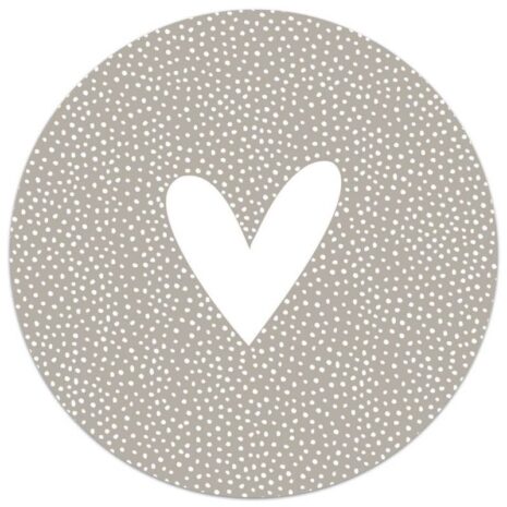 Muurcirkel beige hart met dots patroon Muurcirkel beige hart met dots patroon