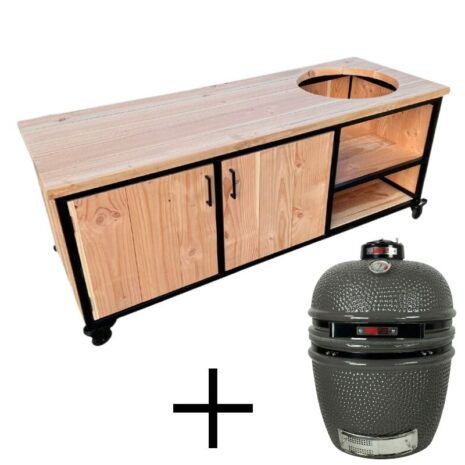 Stalen bbq tafel douglas + large kamado grillguru