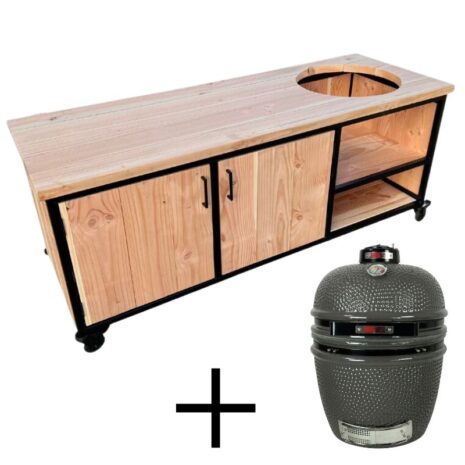 Stalen bbq tafel douglas + medium kamado grillguru
