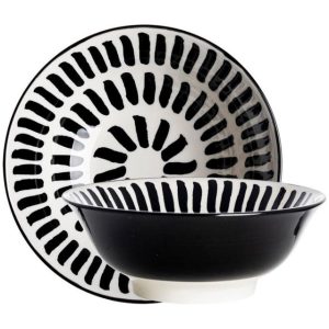 Zwart wit schaal petiscos Ø21cm streep 1