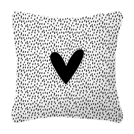 achterkant Tuinkussen wit met tekst Geniet en zwart wit patroon 40x40cm