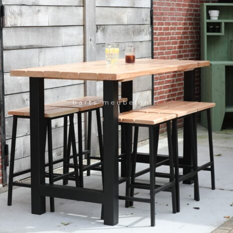 6 persoons bartafel set douglas met stalen frame 6 persoons bartafel set douglas met stalen frame