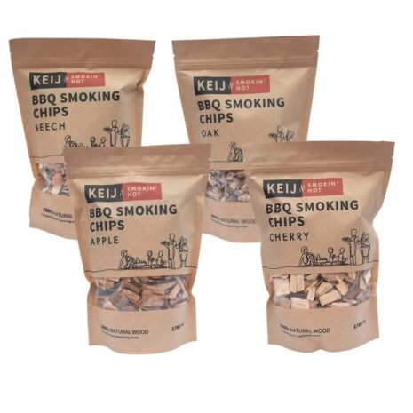 voordeelset rookhout chips - eiken+appel+beuken+kersen