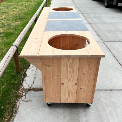 kamado tafel 310x90 zij aanzicht