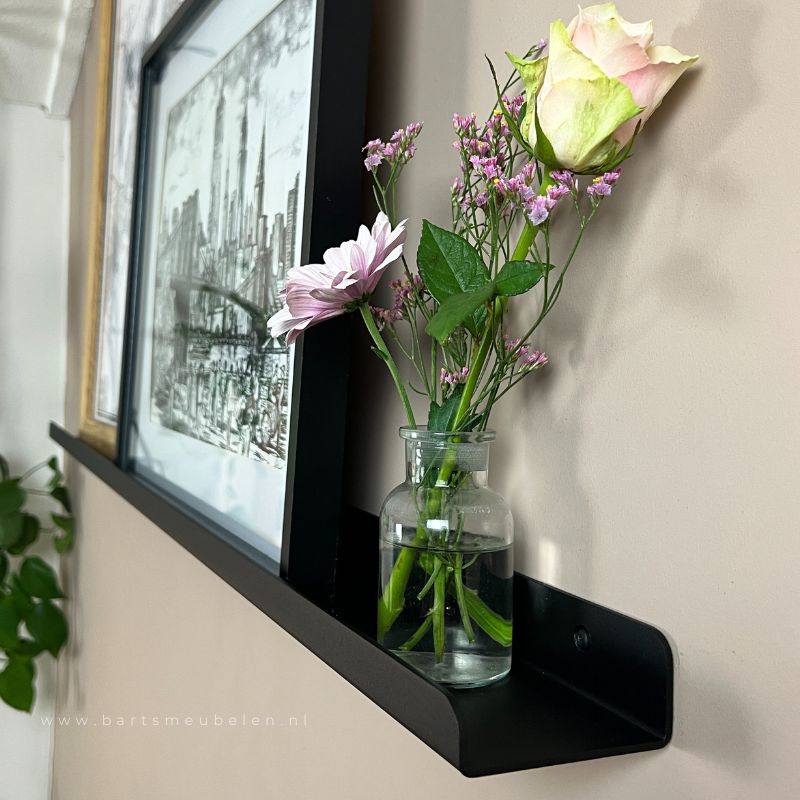 Fotoplank metaal zwart 120cm afbeelding zijkant Fotoplank metaal zwart 120cm - afbeelding zijkant