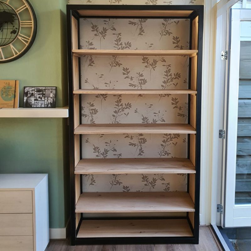 Industriële boekenkast 5 in 100x220cm