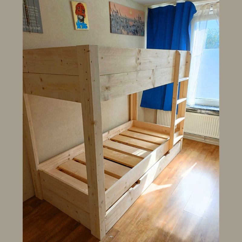 steigerhouten stapelbed lucas in nieuw steigerhout