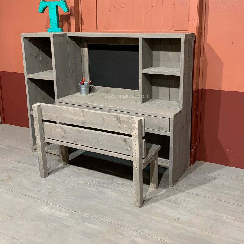 Speeltafel bureau van steigerhout voor de allerkleinsten 2 6 jaar met bankje Speeltafel bureau van steigerhout voor de allerkleinsten 2-6 jaar - met bankje