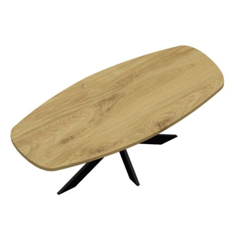 bovenaanzicht Eiken tafel deens ovaal + matrix tafelpoot 10x3