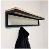 Industrieel wand kapstok 120cm enkele rij van eikenhout en staal Industrieel wand kapstok 120cm enkele rij van eikenhout en staal