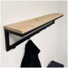 Industrieel wandkapstok 120cm enkele rij van eikenhout en staal Industrieel wandkapstok 120cm - enkele rij - van eikenhout en staal