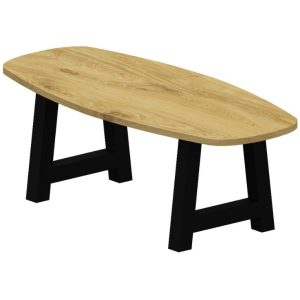 Massief eiken tafel deens ovaal (40) met stalen A-poot