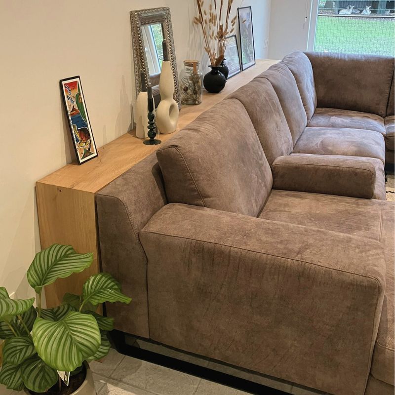 eiken sidetable achter bank op maat gemaakt eiken sidetable achter bank - op maat gemaakt