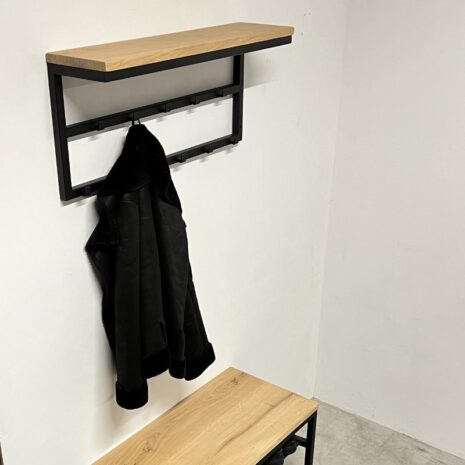 industriele kapstok voor aan de muur met dubbele rij van 80cm lang