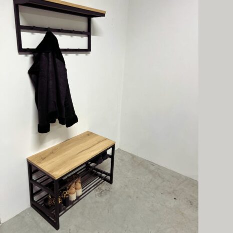 schoenenrek industrieel 80cm eikenhout en staal schoenenrek industrieel 80cm eikenhout en staal