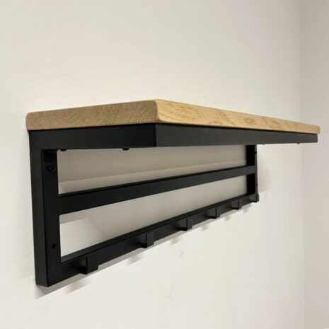 wandkapstok industriele look 80cm met enkele rij van 6 kapstokhaken