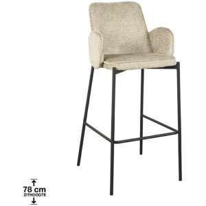 LABEL51 Barkruk Joni - Beige - Fluweel - Zithoogte 78 cm