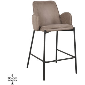 Barkruk Joni - Taupe Microfiber - Zithoogte 65 cm