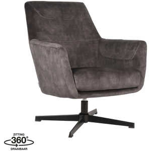 LABEL51 Fauteuil Toby - Antraciet - Velours