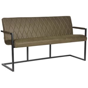 LABEL51 Eetkamerbank Denmark - Army green - Microfiber - 155 cm