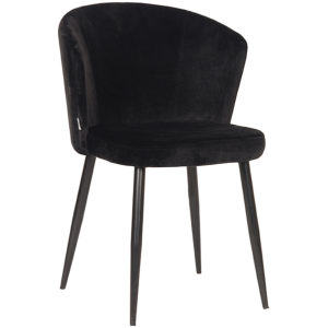 LABEL51 Eetkamerstoel Wave - Zwart - Fluweel