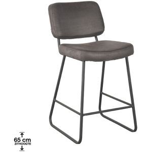 LABEL51 Barkruk Noah - Antraciet - Microfiber - Zithoogte 65
