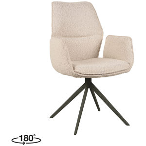 Eetkamerstoel Mellow - Naturel Boucle - Zwart onderstel