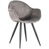 0eetkamerstoel forli grijs fluweel zwart metaal 60x58x83 cm perspectief