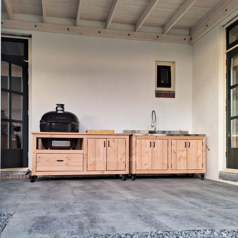 Buitenkeuken set op maat voor spoelbak en Kamado Primo Oval