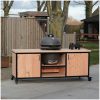 kamado tafel 205 industrieel + kamado grill guru + wokpan